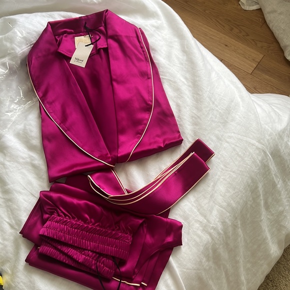 100% silk pyjama set pink/fuschia - Picture 10 of 10